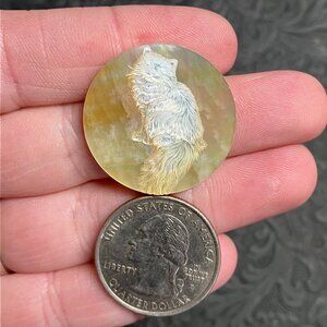 Long Haired Cat Carved Mother of Pearl Cabochon